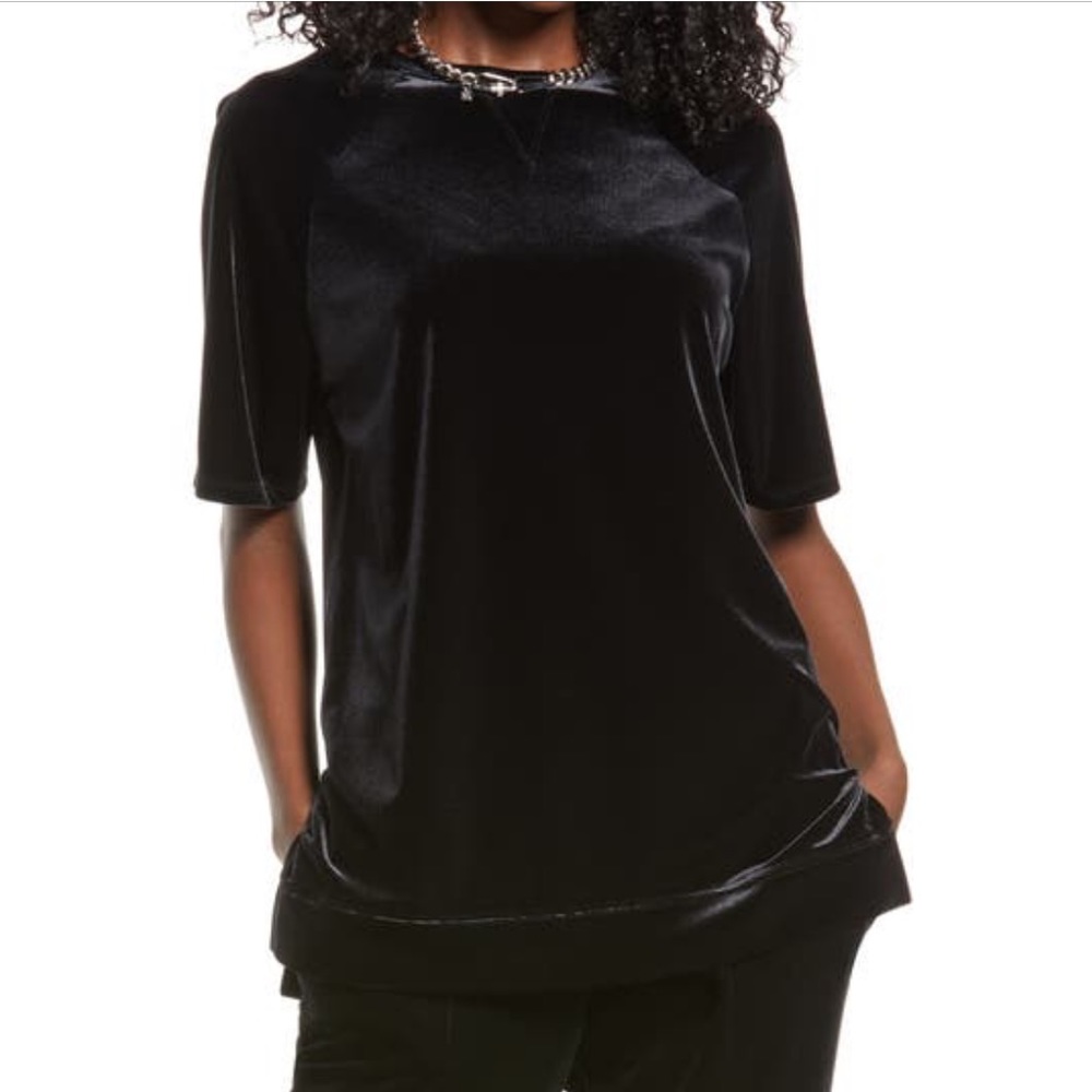 Open Edit Soft Sleeve Stretch Velour top